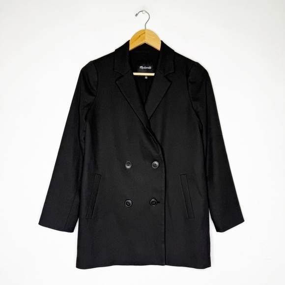 Madewell Caldwell Double-Breasted Blazer MA637 Black Double-Breasted Jacket XS - Picture 1 of 7